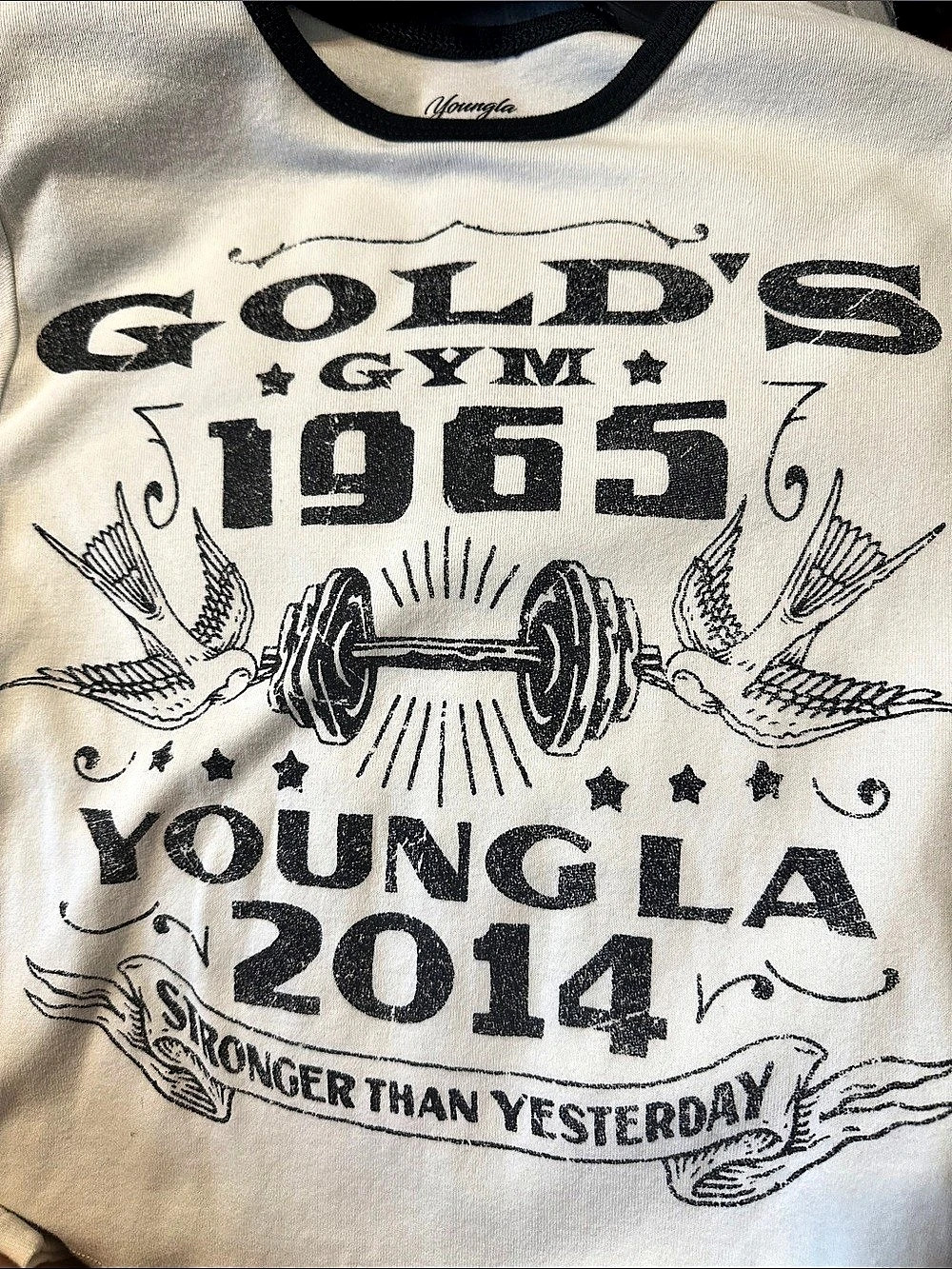 YoungLA Gold'Small Gym Ringer Baby Tee - Picture 2 of 5